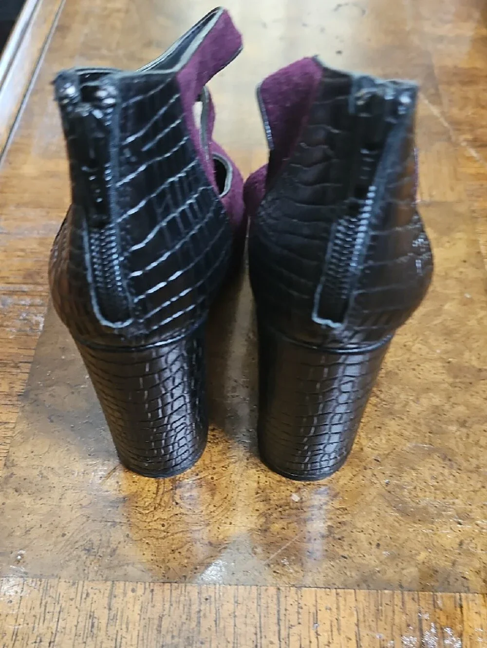 Gianni Bini Plum Double-Strap Mary Jane Block Heels